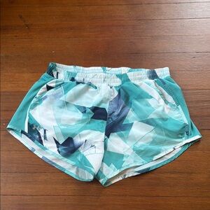 Under Armour Blue and White Athletic Shorts with Geometric Design